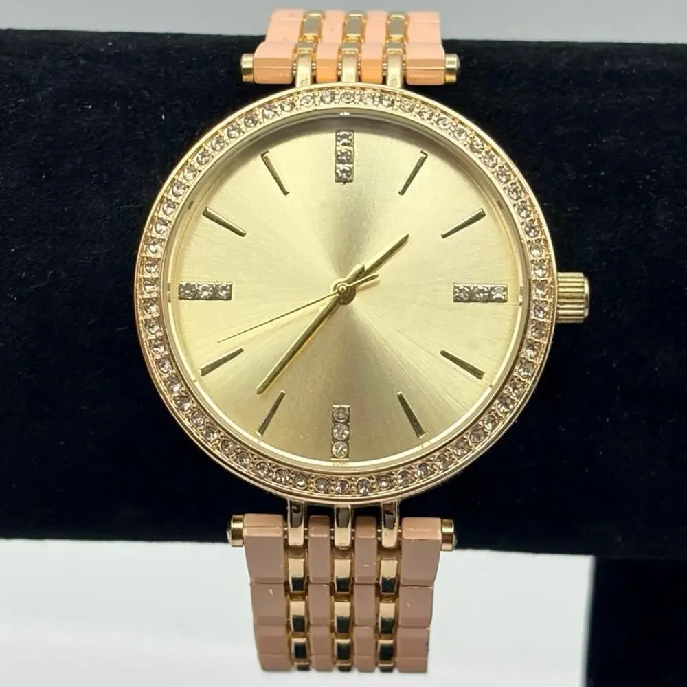 Gold & Pink Crystal Watch